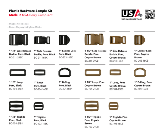USA+ Plastic Hardware Sample Kit - Made in USA, Berry Compliant